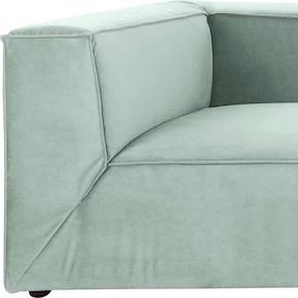 Big-Sofa TOM TAILOR HOME BIG CUBE Sofas Gr. B/H/T: 270 cm x 66 cm x 129 cm, Samtstoff TSV, mit Sitztiefenverstellung, blau (sky tsv 13) XXL Sofas