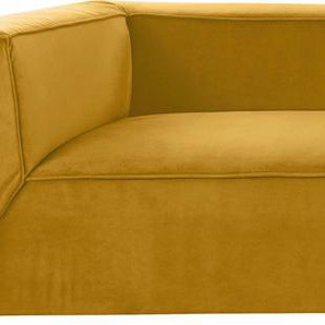 Big-Sofa TOM TAILOR HOME BIG CUBE Sofas Gr. B/H/T: 270 cm x 66 cm x 129 cm, Samtstoff TSV, mit Sitztiefenverstellung, gelb (ochre tsv 5) XXL Sofas in 2 Breiten, wahlweise mit Sitztiefenverstellung, Tiefe 129 cm