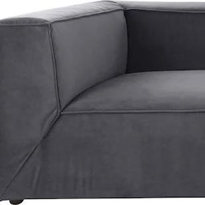 Big-Sofa TOM TAILOR HOME BIG CUBE Sofas Gr. B/H/T: 270 cm x 66 cm x 129 cm, Samtstoff TSV, mit Sitztiefenverstellung, grau (dark grey tsv 39) XXL Sofas in 2 Breiten, wahlweise mit Sitztiefenverstellung, Tiefe 129 cm