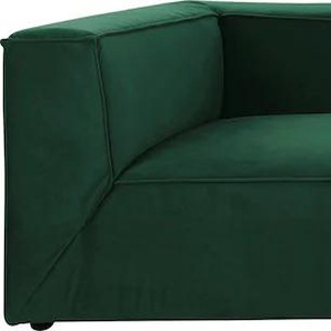 Big-Sofa TOM TAILOR HOME BIG CUBE Sofas Gr. B/H/T: 270 cm x 66 cm x 129 cm, Samtstoff TSV, mit Sitztiefenverstellung, grün (forest tsv 33) XXL Sofas in 2 Breiten, wahlweise mit Sitztiefenverstellung, Tiefe 129 cm