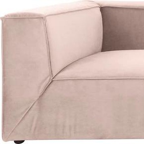 Big-Sofa TOM TAILOR HOME BIG CUBE Sofas Gr. B/H/T: 270 cm x 66 cm x 129 cm, Samtstoff TSV, mit Sitztiefenverstellung, rosa (rosa tsv 27) XXL Sofas in 2 Breiten, wahlweise mit Sitztiefenverstellung, Tiefe 129 cm