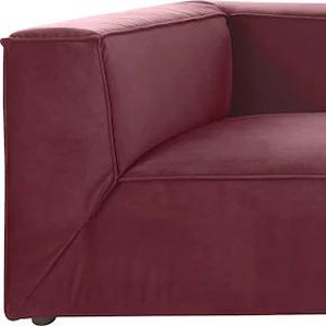 Big-Sofa TOM TAILOR HOME BIG CUBE Sofas Gr. B/H/T: 270 cm x 66 cm x 129 cm, Samtstoff TSV, mit Sitztiefenverstellung, rot (wine red tsv 7) XXL Sofas