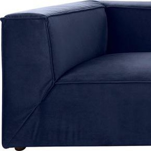 Big-Sofa TOM TAILOR HOME BIG CUBE Sofas Gr. B/H/T: 270 cm x 66 cm x 129 cm, Samtstoff TSV, ohne Sitztiefenverstellung, blau (indigo tsv 6) XXL Sofas in 2 Breiten, wahlweise mit Sitztiefenverstellung, Tiefe 129 cm