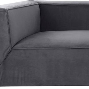 Big-Sofa TOM TAILOR HOME BIG CUBE Sofas Gr. B/H/T: 270 cm x 66 cm x 129 cm, Samtstoff TSV, ohne Sitztiefenverstellung, grau (dark grey tsv 39) XXL Sofas in 2 Breiten, wahlweise mit Sitztiefenverstellung, Tiefe 129 cm