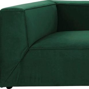 Big-Sofa TOM TAILOR HOME BIG CUBE Sofas Gr. B/H/T: 270 cm x 66 cm x 129 cm, Samtstoff TSV, ohne Sitztiefenverstellung, grün (forest tsv 33) XXL Sofas in 2 Breiten, wahlweise mit Sitztiefenverstellung, Tiefe 129 cm