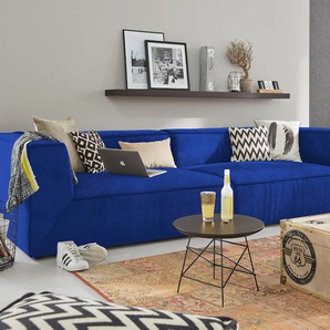 Big-Sofa TOM TAILOR HOME BIG CUBE Sofas Gr. B/H/T: 300 cm x 66 cm x 122 cm, Samtstoff TSV, ohne Sitztiefenverstellung, blau (cobalt tsv 66) XXL Sofas