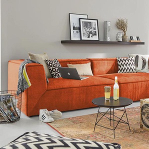 Big-Sofa TOM TAILOR HOME BIG CUBE Sofas Gr. B/H/T: 300 cm x 66 cm x 122 cm, Samtstoff TSV, ohne Sitztiefenverstellung, orange (saffron tsv 17) XXL Sofas