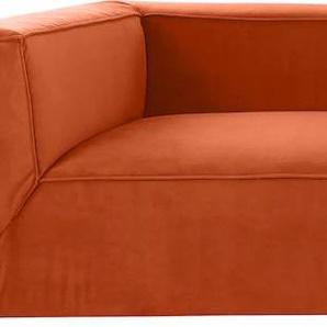 Big-Sofa TOM TAILOR HOME BIG CUBE Sofas Gr. B/H/T: 300 cm x 66 cm x 129 cm, Samtstoff TSV, mit Sitztiefenverstellung, orange (saffron tsv 17) XXL Sofas in 2 Breiten, wahlweise mit Sitztiefenverstellung, Tiefe 129 cm