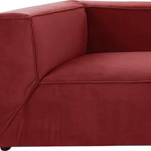 Big-Sofa TOM TAILOR HOME BIG CUBE Sofas Gr. B/H/T: 300 cm x 66 cm x 129 cm, Samtstoff TSV, mit Sitztiefenverstellung, rot (carmine tsv 113) XXL Sofas