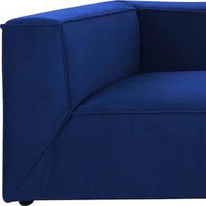 Big-Sofa TOM TAILOR HOME BIG CUBE Sofas Gr. B/H/T: 300 cm x 66 cm x 129 cm, Samtstoff TSV, ohne Sitztiefenverstellung, blau (cobalt tsv 66) XXL Sofas in 2 Breiten, wahlweise mit Sitztiefenverstellung, Tiefe 129 cm