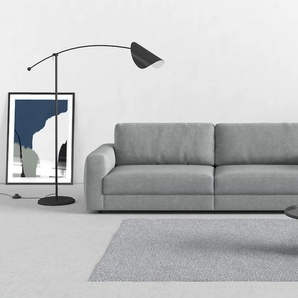 Big-Sofa TRENDMANUFAKTUR Bourbon Sofas Gr. B/H/T: 264 cm x 84 cm x 126 cm, Struktur weich, XXL ohne Sitztiefenverstellung, grau (grey pinstripe) XXL Sofas extra tiefe Sitzfläche, wahlweise mit Sitztiefenverstellung bestellbar