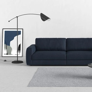Big-Sofa TRENDMANUFAKTUR Bourbon Sofas Gr. B/H/T: 264 cm x 84 cm x 126 cm, Struktur, XXL ohne Sitztiefenverstellung, blau (nachtblau) XXL Sofas