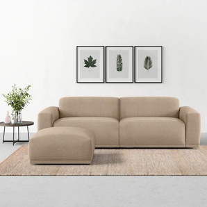 Big-Sofa TRENDMANUFAKTUR Braga Sofas Gr. B/H/T: 254 cm x 72 cm x 107 cm, Struktur weich, grau (taupe grey) XXL Sofas in moderner Optik, mit hochwertigem Kaltschaum