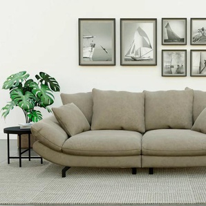 Big-Sofa TRENDMANUFAKTUR Gizmo Sofas Gr. B/H/T: 286 cm x 105 cm x 140 cm, Microfaser VINTAGE, gleichschenklig, beige XXL Sofas