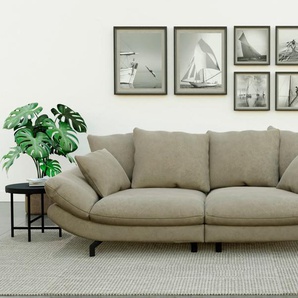Big-Sofa TRENDMANUFAKTUR Gizmo Sofas Gr. B/H/T: 286 cm x 105 cm x 140 cm, Microfaser VINTAGE, gleichschenklig, beige XXL Sofas mit weichem Sitzkomfort und zeitlosem Design