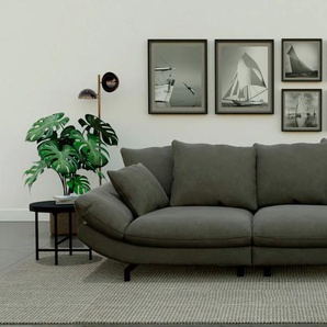 Big-Sofa TRENDMANUFAKTUR Gizmo Sofas Gr. B/H/T: 286 cm x 105 cm x 140 cm, Microfaser VINTAGE, gleichschenklig, braun (schlamm) XXL Sofas