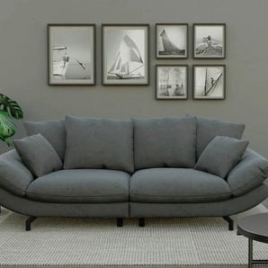 Big-Sofa TRENDMANUFAKTUR Gizmo Sofas Gr. B/H/T: 286 cm x 105 cm x 140 cm, Microfaser VINTAGE, gleichschenklig, grau (dunkelgrau) XXL Sofas