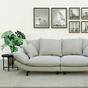 Big-Sofa TRENDMANUFAKTUR Gizmo Sofas Gr. B/H/T: 286 cm x 105 cm x 140 cm, Microfaser VINTAGE, gleichschenklig, silberfarben (silber) XXL Sofas