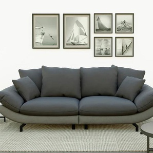 Big-Sofa TRENDMANUFAKTUR Gizmo Sofas Gr. B/H/T: 286 cm x 105 cm x 140 cm, Microfaser VINTAGE-Struktur fein, gleichschenklig, grau (beluga) XXL Sofas