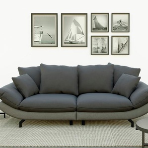 Big-Sofa TRENDMANUFAKTUR Gizmo Sofas Gr. B/H/T: 286 cm x 105 cm x 140 cm, Microfaser VINTAGE-Struktur fein, gleichschenklig, grau (beluga) XXL Sofas mit weichem Sitzkomfort und zeitlosem Design