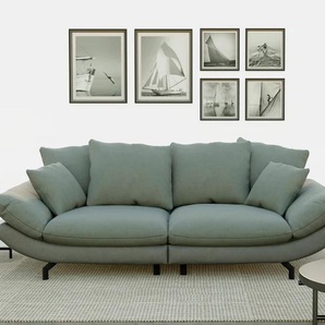 Big-Sofa TRENDMANUFAKTUR Gizmo Sofas Gr. B/H/T: 286 cm x 105 cm x 140 cm, Microfaser VINTAGE-Struktur fein, gleichschenklig, grau (grey pinstripe) XXL Sofas