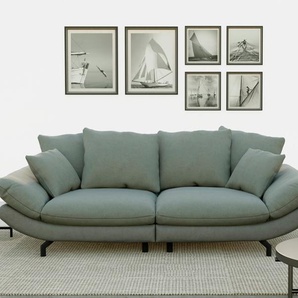Big-Sofa TRENDMANUFAKTUR Gizmo Sofas Gr. B/H/T: 286 cm x 105 cm x 140 cm, Microfaser VINTAGE-Struktur fein, gleichschenklig, grau (grey pinstripe) XXL Sofas mit weichem Sitzkomfort und zeitlosem Design