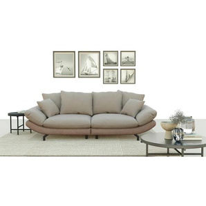 Big-Sofa TRENDMANUFAKTUR Gizmo Sofas Gr. B/H/T: 286 cm x 105 cm x 140 cm, Microfaser VINTAGE-Struktur fein, gleichschenklig, grau (taupe grey) XXL Sofas