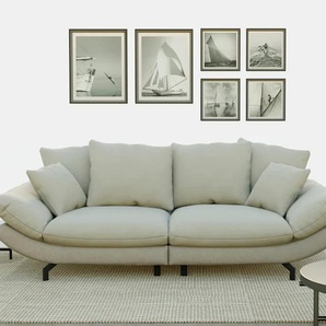 Big-Sofa TRENDMANUFAKTUR Gizmo Sofas Gr. B/H/T: 286 cm x 105 cm x 140 cm, Microfaser VINTAGE-Struktur fein, gleichschenklig, silberfarben (silver lining) XXL Sofas