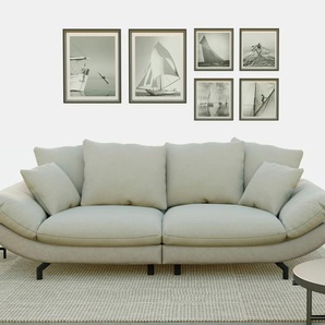 Big-Sofa TRENDMANUFAKTUR Gizmo Sofas Gr. B/H/T: 286 cm x 105 cm x 140 cm, Microfaser VINTAGE-Struktur fein, gleichschenklig, silberfarben (silver lining) XXL Sofas mit weichem Sitzkomfort und zeitlosem Design