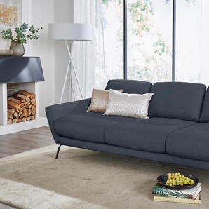 Big-Sofa W.SCHILLIG softy Sofas Gr. B/H/T: 254 cm x 79 cm x 113 cm, Chenille-Flachgewebe R66, blau (marine r66) XXL Sofas