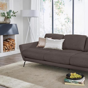 Big-Sofa W.SCHILLIG softy Sofas Gr. B/H/T: 254 cm x 79 cm x 113 cm, Chenille-Flachgewebe R66, braun (brown r66) XXL Sofas