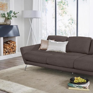 Big-Sofa W.SCHILLIG softy Sofas Gr. B/H/T: 254 cm x 79 cm x 113 cm, Chenille-Flachgewebe R66, braun (brown r66) XXL Sofas