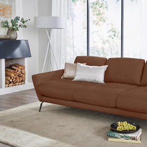 Big-Sofa W.SCHILLIG softy Sofas Gr. B/H/T: 254 cm x 79 cm x 113 cm, Chenille-Flachgewebe R66, braun (copper r66) XXL Sofas