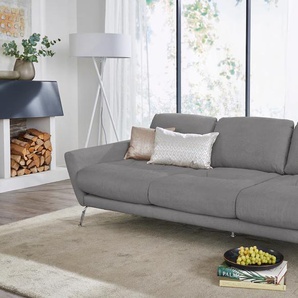 Big-Sofa W.SCHILLIG softy Sofas Gr. B/H/T: 254 cm x 79 cm x 113 cm, Chenille-Flachgewebe R66, grau (dolphin r66) XXL Sofas