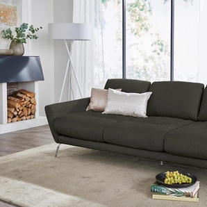 Big-Sofa W.SCHILLIG softy Sofas Gr. B/H/T: 254 cm x 79 cm x 113 cm, Chenille-Flachgewebe R66, grün (hunter r66) XXL Sofas