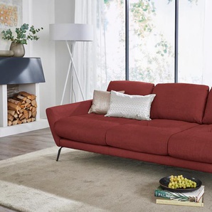 Big-Sofa W.SCHILLIG softy Sofas Gr. B/H/T: 254 cm x 79 cm x 113 cm, Chenille-Flachgewebe R66, rot (red r66) XXL Sofas