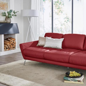 Big-Sofa W.SCHILLIG softy Sofas Gr. B/H/T: 254 cm x 79 cm x 113 cm, Longlife Xtra-Leder Z59, rot (ruby red z59) Leder-Einzelsofas