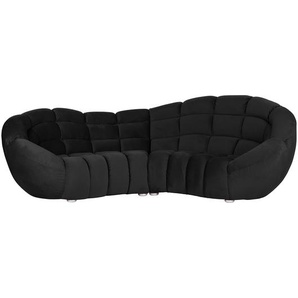 Bigsofa Schwarz/Schwarz Microfaser 310 x 103 x 170cm Glamour