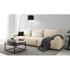 4-Sitzer Sofa Beige Webstoff Saia 288 x 82 x 99cm Modern