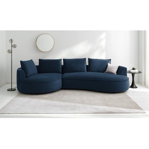 Bigsofa Blau Samt Shyla 322 x 82 x 154cm Ausrichtung links Modern
