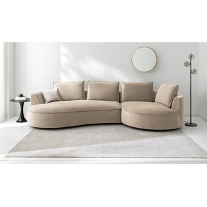 Bigsofa Gold Samt Shyla 322 x 82 x 154cm Ausrichtung rechts Modern