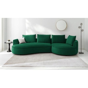 Bigsofa Grün Samt Shyla 322 x 82 x 154cm Ausrichtung rechts Modern