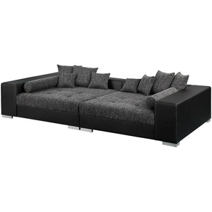 Big-Sofa Schwarz/Grau/Schwarz/Grau Kunstleder Madara / Strukturstoff Beka 308 x 80 x 153cm Modern