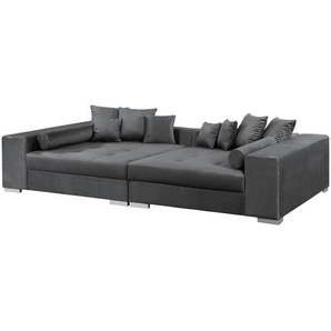 Big-Sofa Schwarz/Anthrazit Samt Onoli 310 x 80 x 153cm Modern