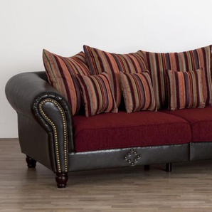 Bigsofa Carlos, rot, dunkelbraun, inkl. Kissen