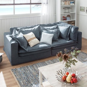 Bigsofa Beach Webstoff Blau/Blau Webstoff 341 x 90 x 117cm Landhaus