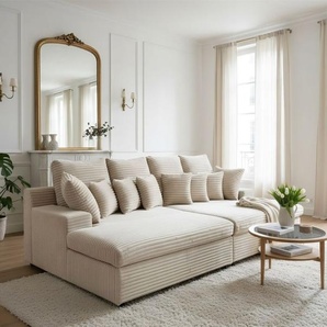 Bigsofa Couchgarnitur AROSA Megasofa in Stoff Tilia Beige
