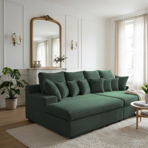 Bigsofa Couchgarnitur AROSA Megasofa in Stoff Tilia Dunkelgrün