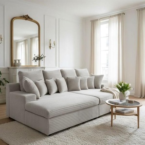 Bigsofa Couchgarnitur AROSA Megasofa in Stoff Tilia Hellgrau