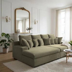 Bigsofa Couchgarnitur AROSA Megasofa in Stoff Tilia Olivgrün